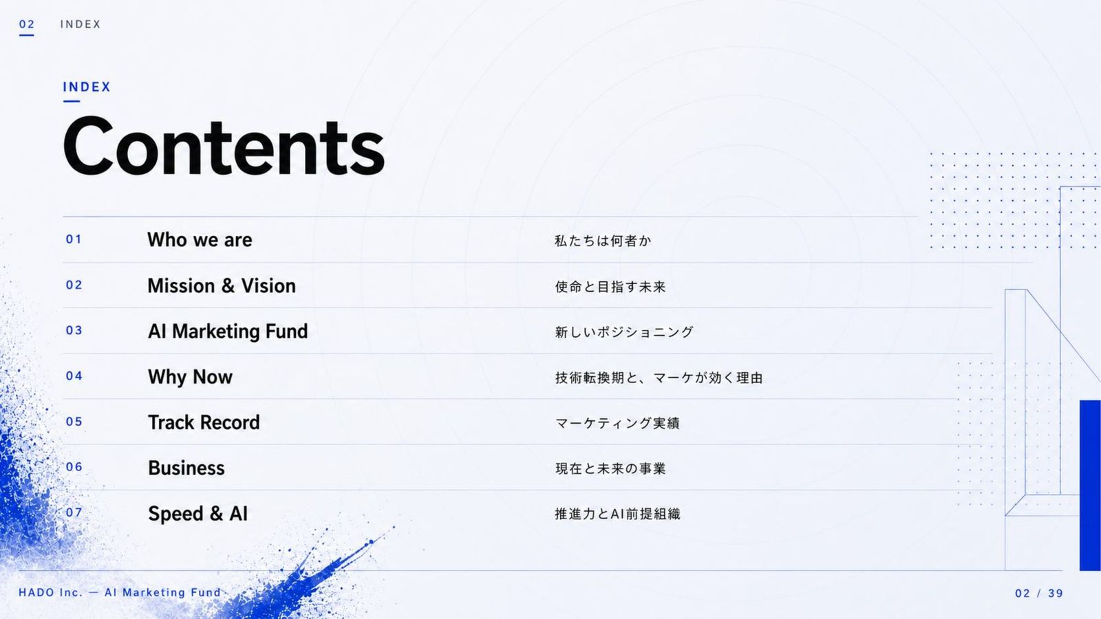 HADO 会社説明資料 2ページ目