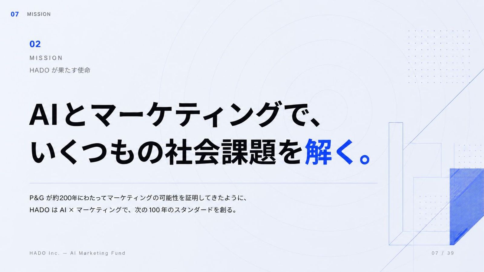 HADO 会社説明資料 7ページ目